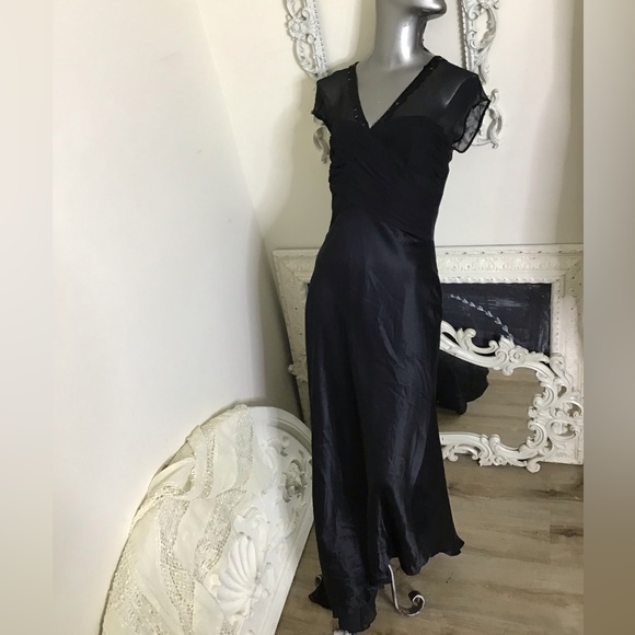Dusk Black Silk/Sheer Dress NWT - Picture 2 of 10